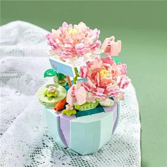 Lotus Flower Building Set, Mini Cute Botanical Collection Flower Bonsai Plant - Picture 5 of 7